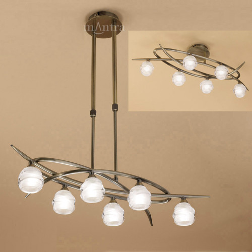 Mantra Lighting Mantra M1821 Loop 6 Light Antique Brass Dual Mount Fitting