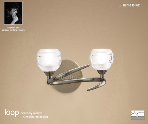 Mantra Lighting Mantra M1825/S Loop 2 Light Antique Brass Switched Wall Light