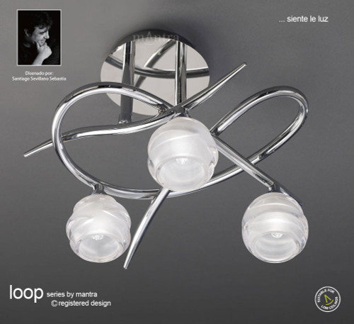 Mantra Lighting Mantra M1804 Loop 3 Light Polished Chrome Semi Flush Fitting