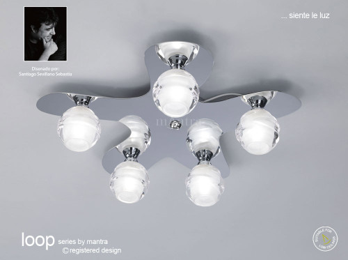 Mantra Lighting Mnatra M1809 Loop 5 Light Polished Chrome Ceiling Fitting