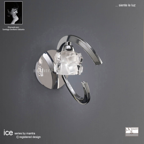 Mantra Lighting Mantra M1845/S Ice 1 Light Switched Polished Chrome Wall Light