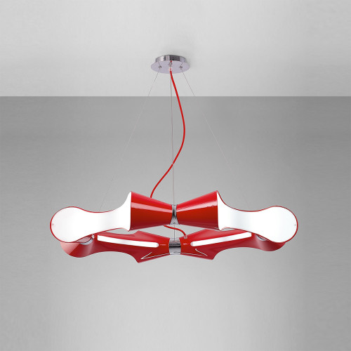 Mantra Lighting Mantra M1561 Ora 8 Light Red Lacquer Decorative Pendant