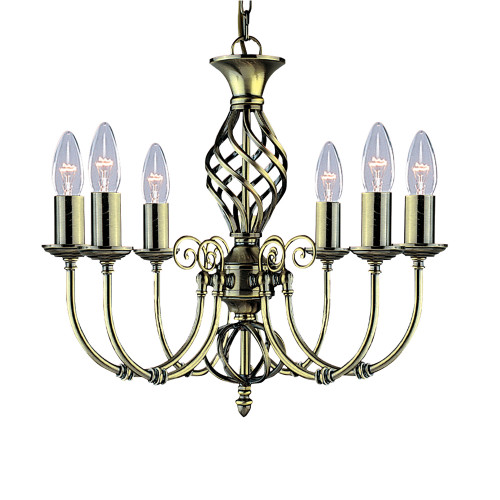 Searchlight 8396-6 Zanzibar 6 Light Antique Brass Fitting