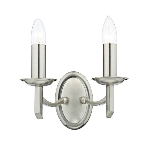 Dar Lighting Dar  AMB0946 Ambassador 2 Light Satin Chrome Wall Light 
