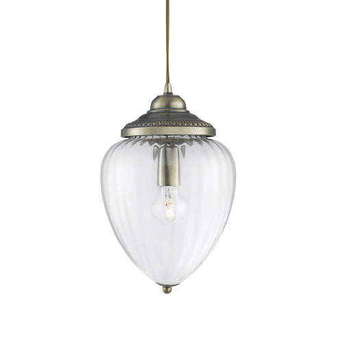 Searchlight 1091AB Lanterns 1 Light Brass/Glass Pendant