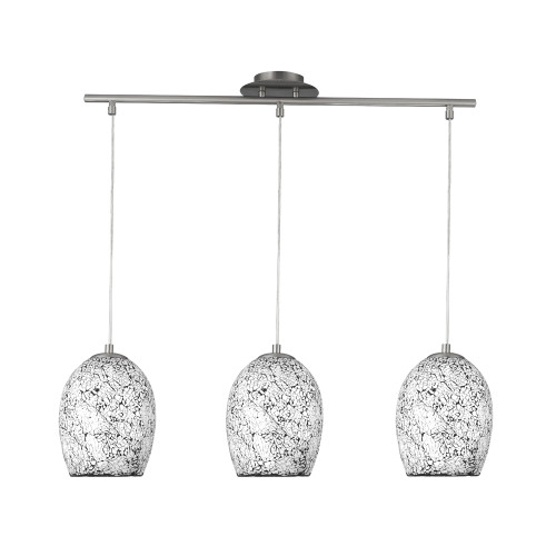Searchlight 8069-3WH Crackle 3 Light Chrome Semi-Flush Fitting