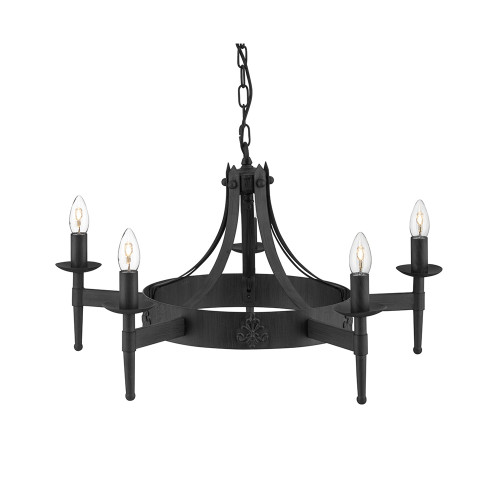 Searchlight 2425-5BK Cartwheel 5 Light Wrought Iron Fitting