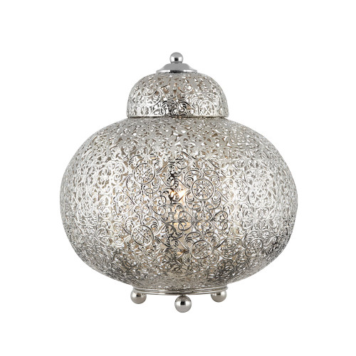 Searchlight 8221-1SS Moroccan 1 Light Shiny Nickel Table Lamp
