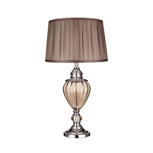 Searchlight 3721AM Table 1 Light Chrome/Amber Glass Table Lamp