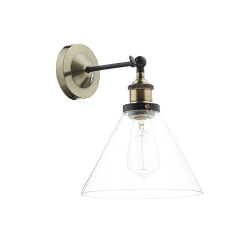 Dar Lighting Dar  RAY0775 Ray 1 Light Antique Brass Wall Light 