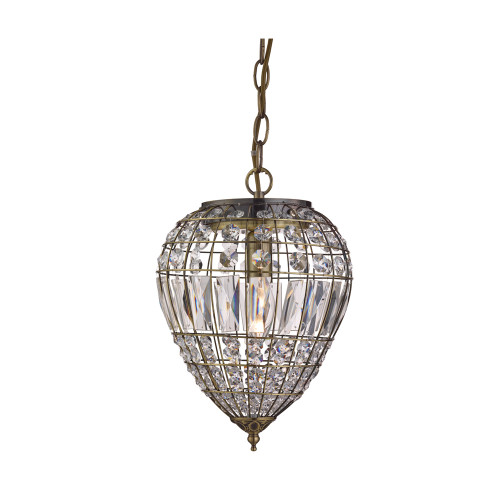 Searchlight 3991AB 1 Light Antique Brass/Crystal Pendant