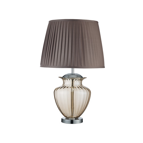 Searchlight 8531AM 1 Light Chrome/Amber Glass Table Lamp