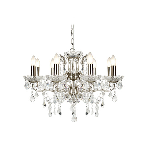Searchlight 8738-8SS 8 Light Satin Silver And Clear Chandelier