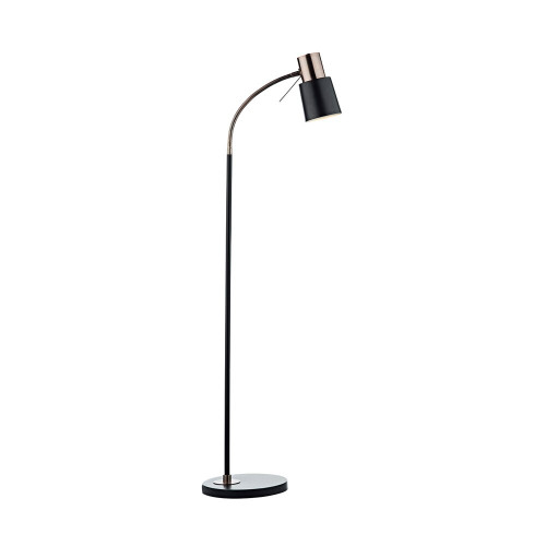 Dar Lighting Dar  BON4954 Bond 1 Light Matt Black and Copper Floor Lamp 