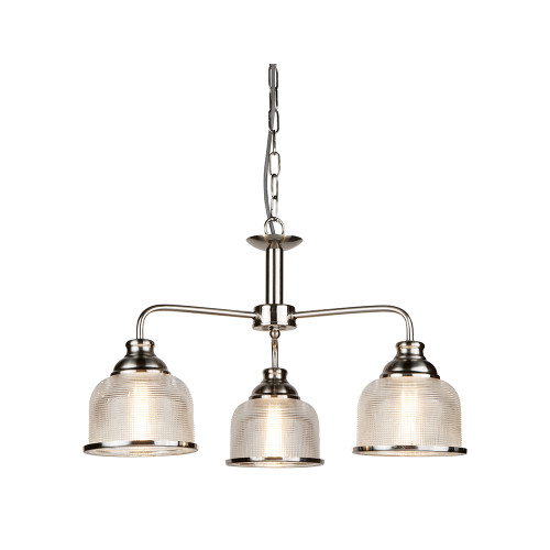 Searchlight 1683-3SS Bistro Li 3 Light Satin Silver Pendant