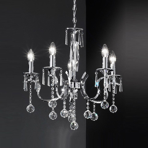 Fran LF2155/5 Taffeta 5 Light Chrome Crystal Chandelier