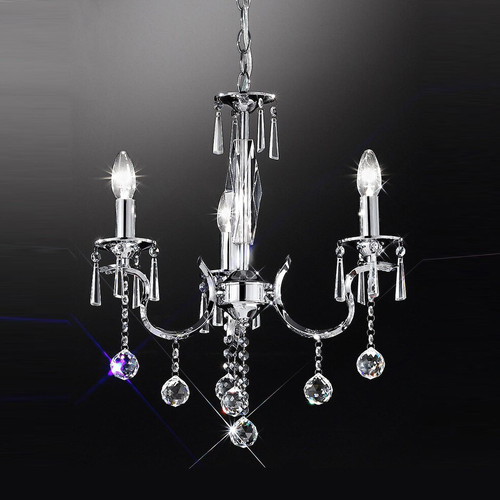 Fran LF2155/3 Taffeta 3 Light Chrome Crystal Chandelier