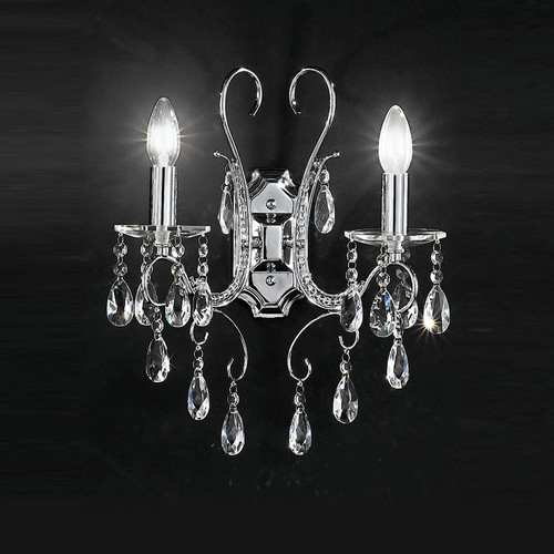 Fran LF2156/2 Brocade 2 Light Chrome Crystal Wall Bracket