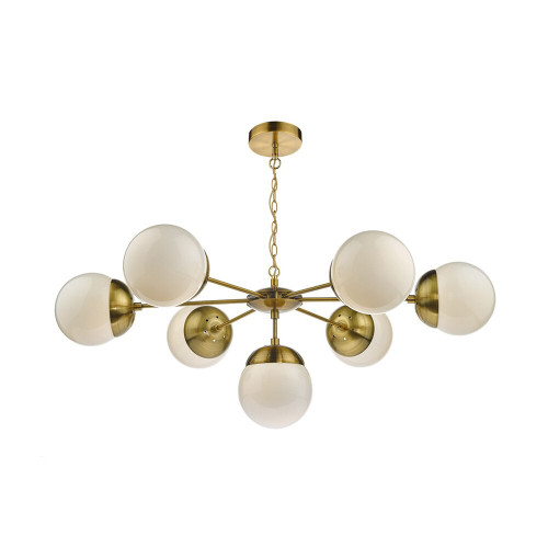 Dar Lighting Dar  BOM3435 Bombazine 7 Light Natural Brass Ceiling Pendant 