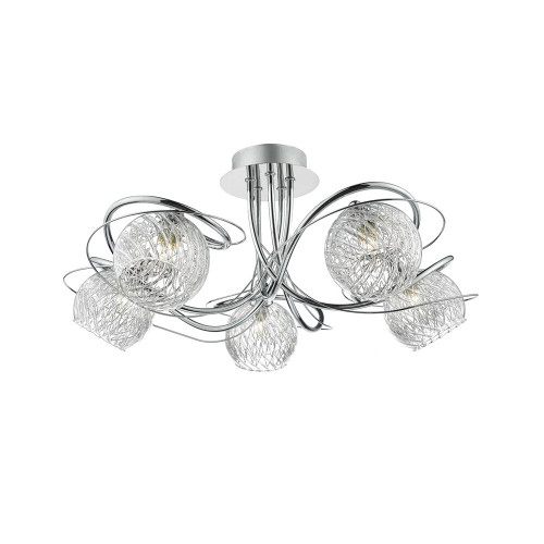 Dar Lighting Dar  REH0550 Rehan 5 Light Polished Chrome Semi Flush Fitting 