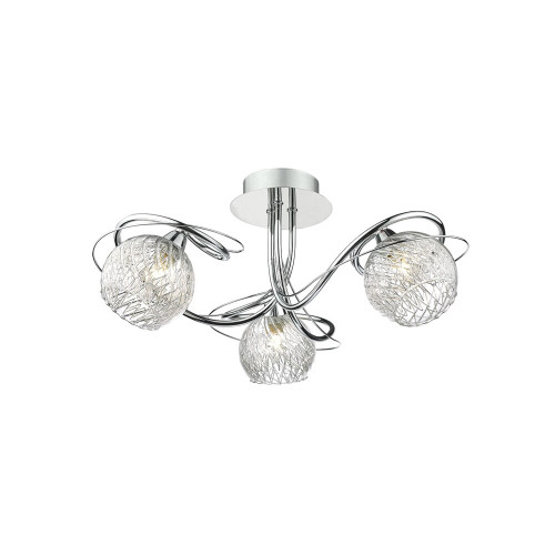 Dar Lighting Dar  REH0350 Rehan 3 Light Polished Chrome Semi Flush Fitting 
