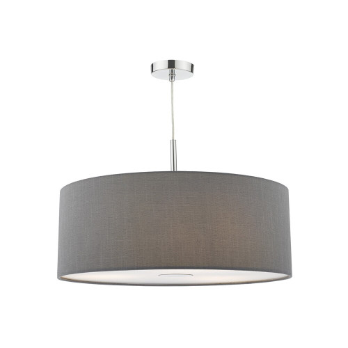 Dar Lighting Dar  RON1739 Ronda 3 Light Chrome Ceiling Pendant/grey shade 