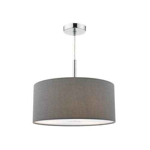 Dar Lighting Dar  RON1039 Ronda 3 Light Chrome Ceiling Pendant/ Grey Shade 