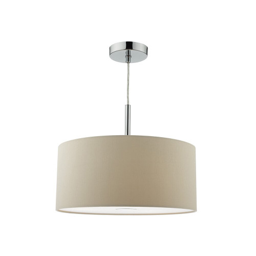 Dar Lighting Dar  RON1029 Ronda 3 Light Chrome Ceiling Pendant/ Taupe Shade 