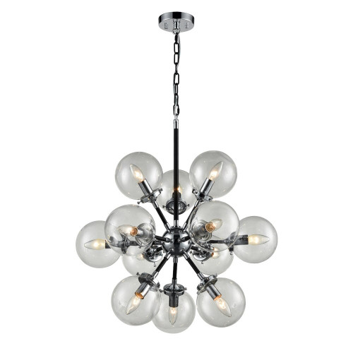 Fran LF2369/12 Reaction Black/Chrome 12 Light Chandelier
