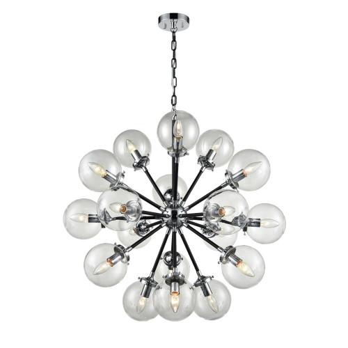 Fran LF2369/18 Reaction Black/Chrome 18 Light Chandelier
