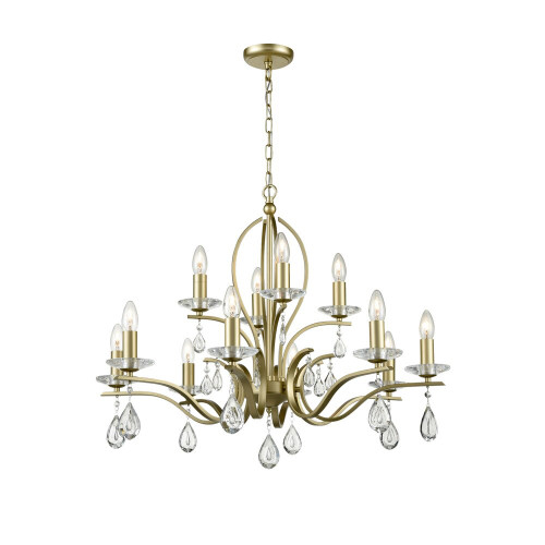 Fran LF2384-12 Willow 12 Light Matt Gold Chandelier