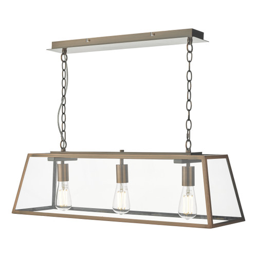 Dar Lighting Academy Antique Copper 3 Light Pendant Bar