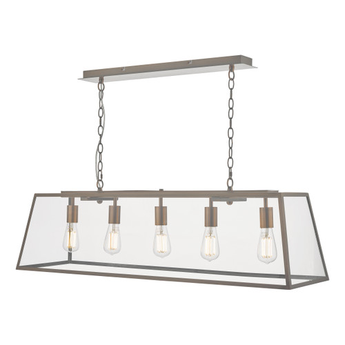 Dar Lighting Academy Antique Copper 5 Light Pendant Bar