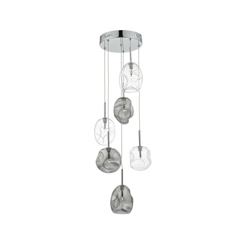 Dar Lighting Dar QUI6410 Quinn 6 Light Polished Chrome Ceiling Pendant 