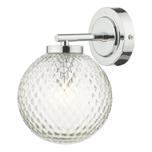 Dar Lighting Wayne Polished Chrome And Glass Bathroom Wall Light IP44