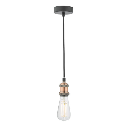Dar Lighting Waco Antique Copper Matt Black Single E27 Suspension