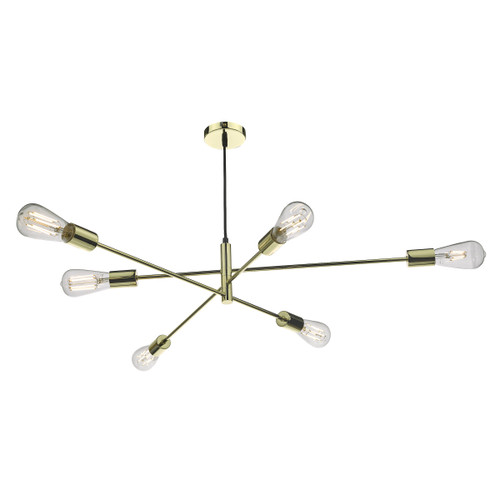 Dar Lighting Alana Polished Gold 6 Light Pendant