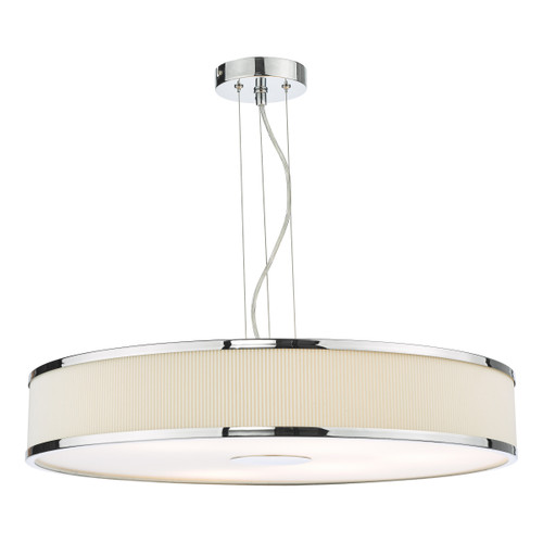 Dar Lighting Alvaro Ivory And Polished Chrome 6 Light Pendant