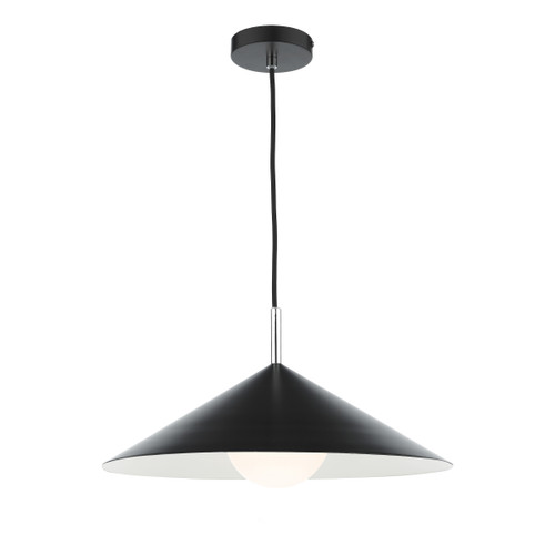 Dar Lighting Apex Matt Black And Polished Chrome 1 Light Single Pendant
