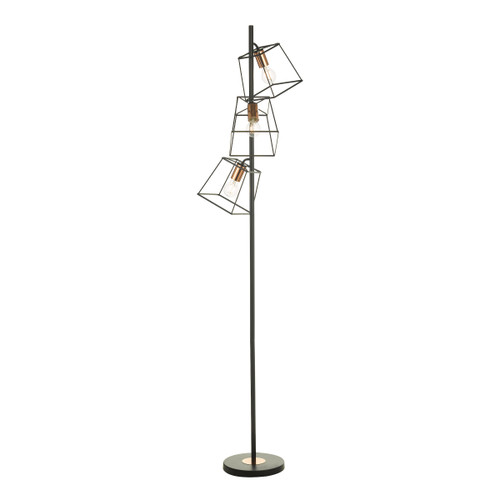Dar Lighting Tower 3 Light Black and Copper Floor Lamp
