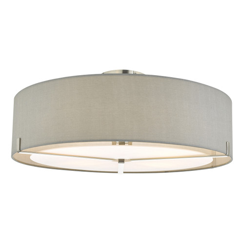 Dar Lighting Santino Satin Chrome With Grey Shade 3 Light Semi Flush