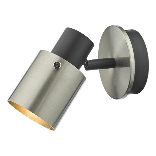 Dar Lighting Ryan Brushed Nickel Matt Black Single Wall Spotlight