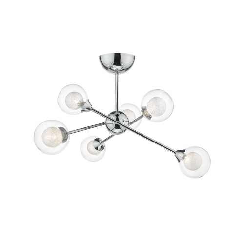 Dar Lighting Dar  ZEK0650 Zeke 6 Light Polished Chrome Semi Flush Fitting 