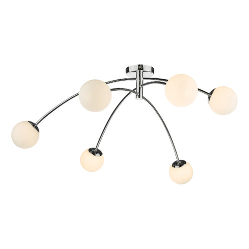 Dar Lighting Puglia Polished Chrome Opal Glass 6lt Semi Flush