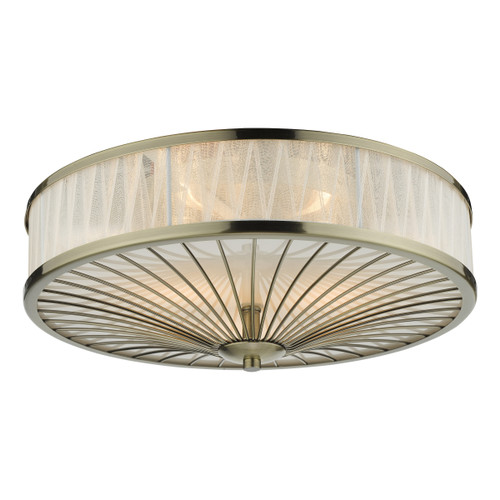 Dar Lighting Oslo Antique Brass 3 Light Flush
