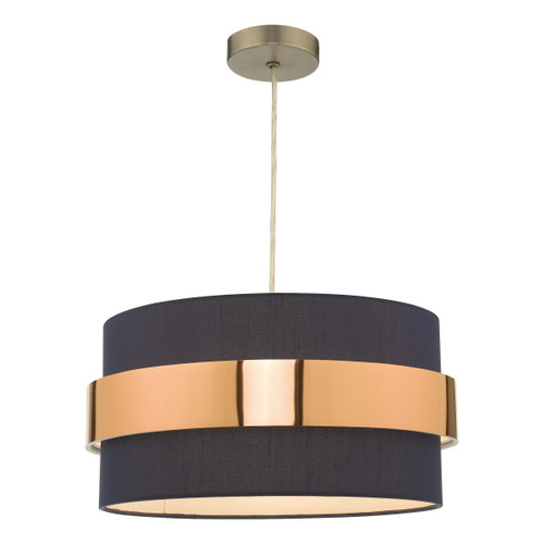 Dar Lighting Oki Navy Blue Shade With Copper Band Easy Fit