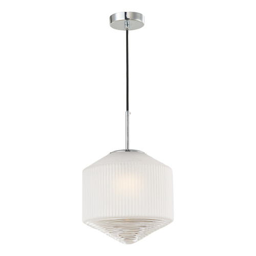 Dar Lighting Nisha Polished Chrome And Frosted/Clear Glass 1 Light Pendant