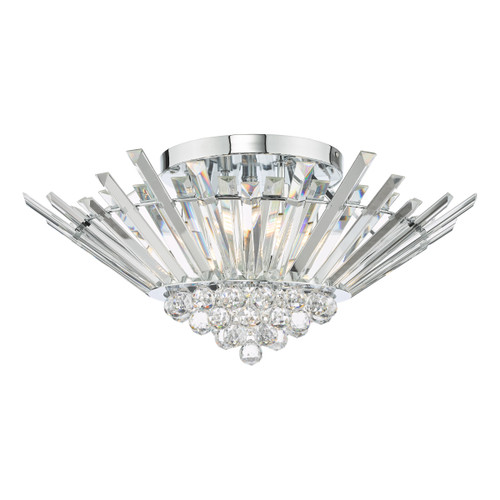 Dar Lighting Nimbus Polished Chrome Crystal 5 Light Flush