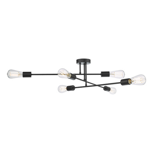 Dar Lighting Neve Matt Black 6 Light Flush