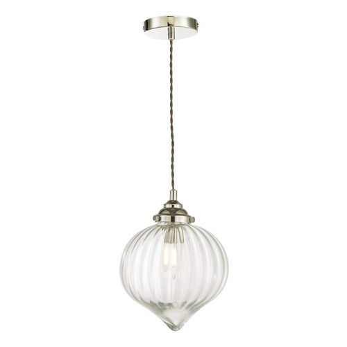 Dar Lighting Mya Polished Nickel Glass 1 Light Single Pendant